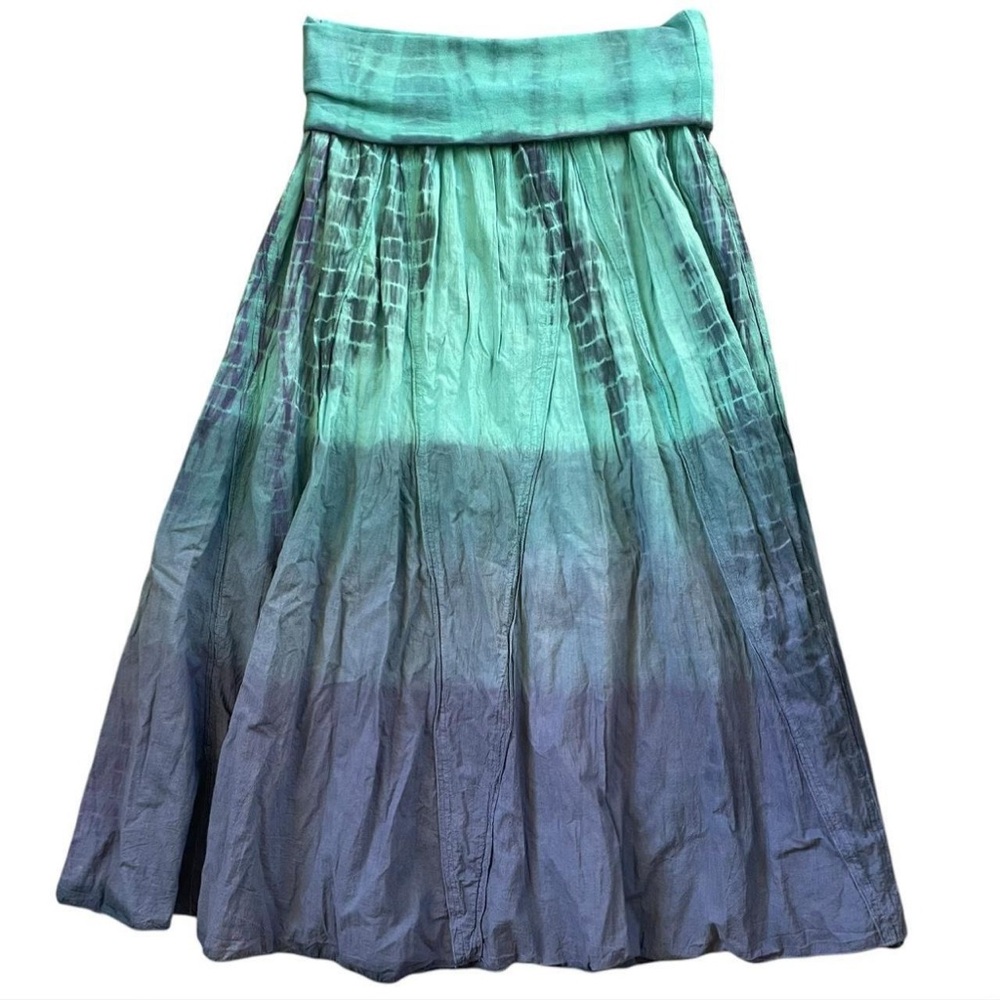 VINTAGE 90s Women’s Whimsical Mermaid Fairy Green Blue Maxi Skirt Sz M